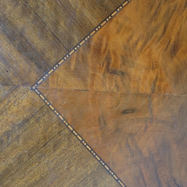 Antique English Edwardian Octagonal Walnut Side Table With Burl Inlay For Sale In Raleigh - Image 6 of 6