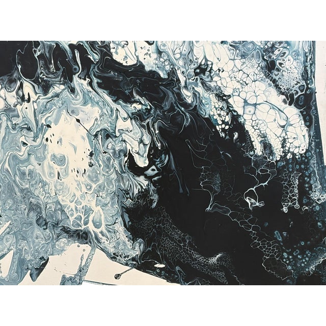 Fluid Acrylic Art on Stretched Canvas on a Wood Frame 49" by 37" For Sale - Image 4 of 9