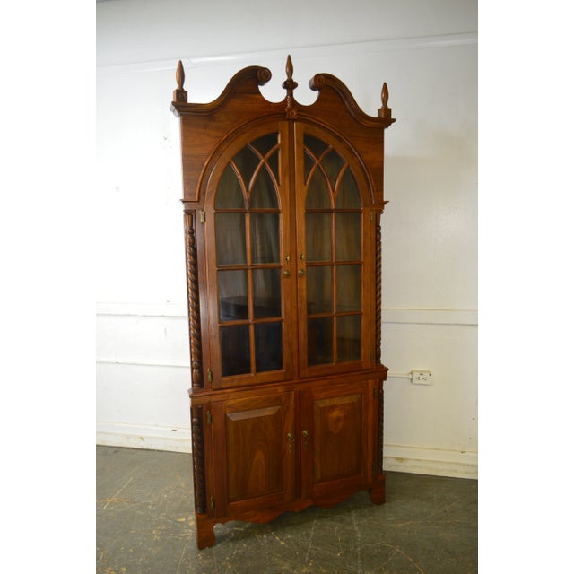 1980s Chippendale Style Hand Crafted Solid Walnut Corner Cabinet For Sale - Image 5 of 13