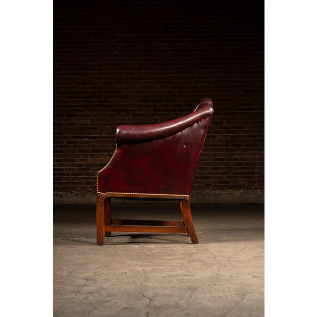 Mid 20th Century Vintage Burgundy Tufted Leather Chesterfield Club Chair For Sale - Image 5 of 18