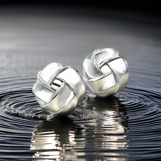 Late 20th Century Late 20th Century Tiffany & Co Large Love Knot Earrings Sterling Silver Estate, A Pair For Sale - Image 5 of 13