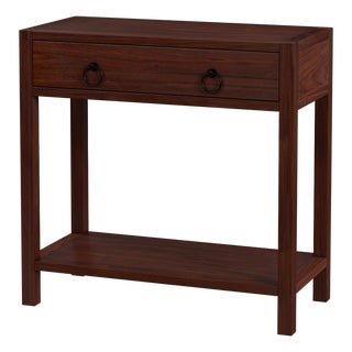 Lark 30 in W Rectangular Wood 1Drawer Nightstand with Lower Open Shelf, Walnut For Sale