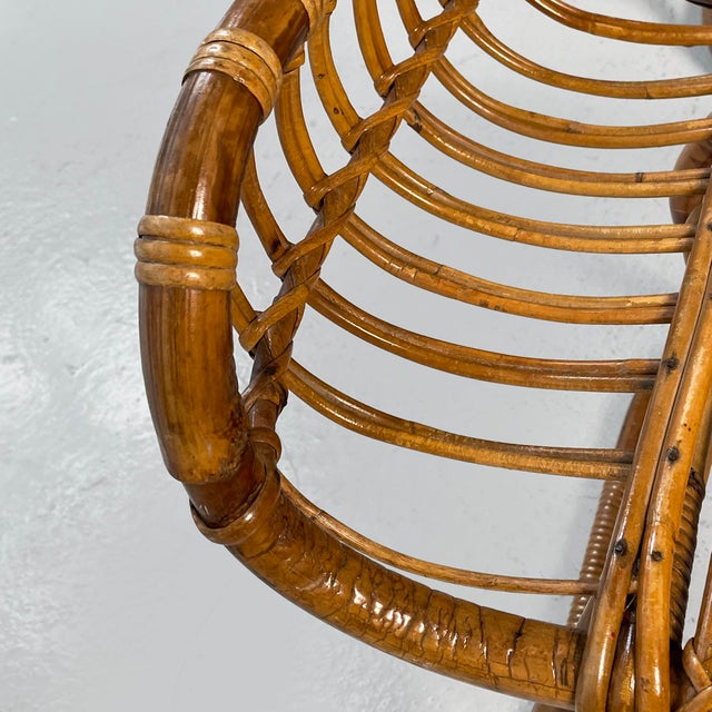 Set of Mid-Century Modern Italian Rattan B4 Armchair and Ottoman from Tito Agnoli, 1950s For Sale - Image 14 of 18