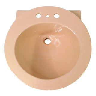 1970s Vintage Crane Vitreous China "Sun Tan" Drop-in Bathroom Sink For Sale