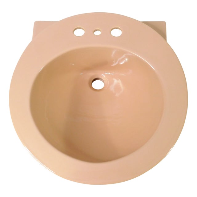 1970s Vintage Crane Vitreous China "Sun Tan" Drop-in Bathroom Sink For Sale