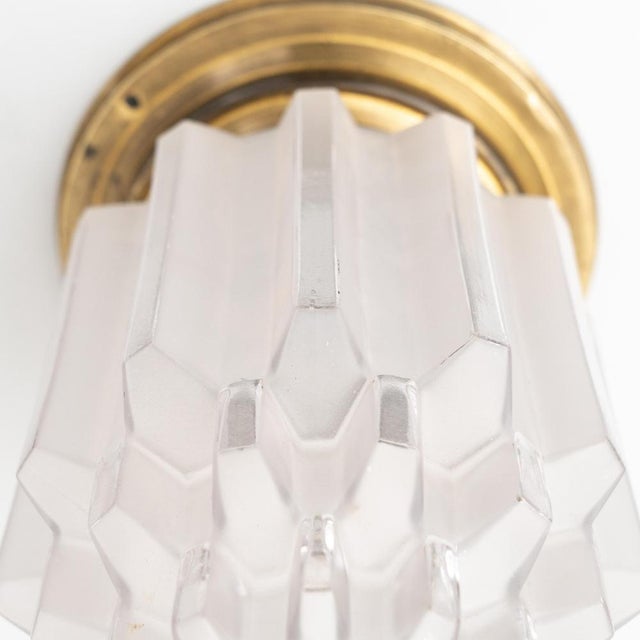 1940s Vintage Brass and Glass Ceiling Lamp, 1940s For Sale - Image 5 of 16