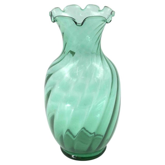 Vintage Green Crystal Vase by Vetro Vitt, Italy, 1970s For Sale - Image 6 of 6