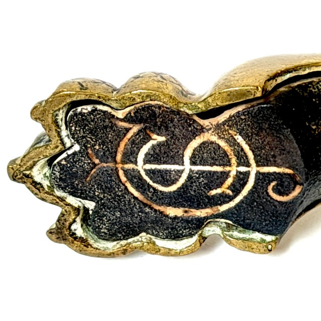 Antique English Brass and Iron Fire Stop Paperweight Signed CSJ - Circa 1850 For Sale In West Palm - Image 6 of 16
