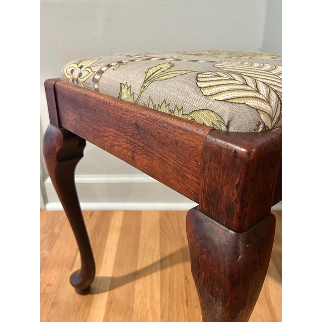 1940s 1940’s Queen Anne Mahogany Upholstered Footstool or Bench With Storage Compartment For Sale - Image 5 of 11