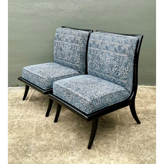 Mid-Century Modern Vintage 1950s Slipper Chairs After Robsjohn Gibbings For Sale - Image 3 of 12