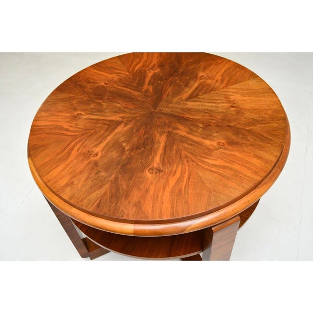 1930s Large Art Deco Coffee Table in Figured Walnut, 1930 For Sale - Image 5 of 8