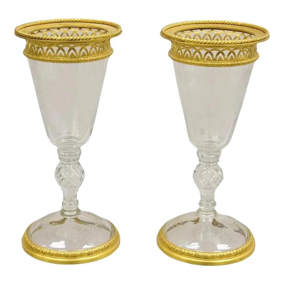 Antique French Louis XV Style Gold Gilt Bronze Crystal Glass Stem ...