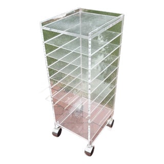 Akko Clear Acrylic Rolling Storage Cart, Mid-Century For Sale