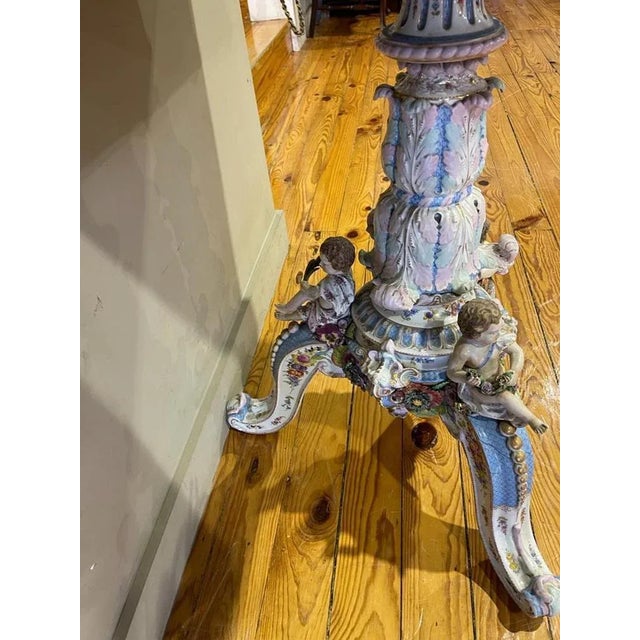 Rococo German Dressing Table in Ebonized Wood and Dresden Porcelain, 19th Century For Sale - Image 3 of 13