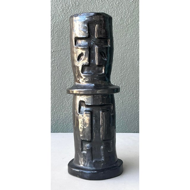 Vintage Glazed Ceramic Cross Vase For Sale In West Palm - Image 6 of 12