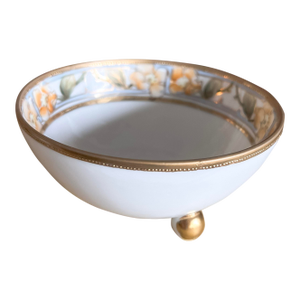 Antique Nippon Hand-Painted Floral Porcelain Footed Bowl With Gold Gilt (Early 20th Century)