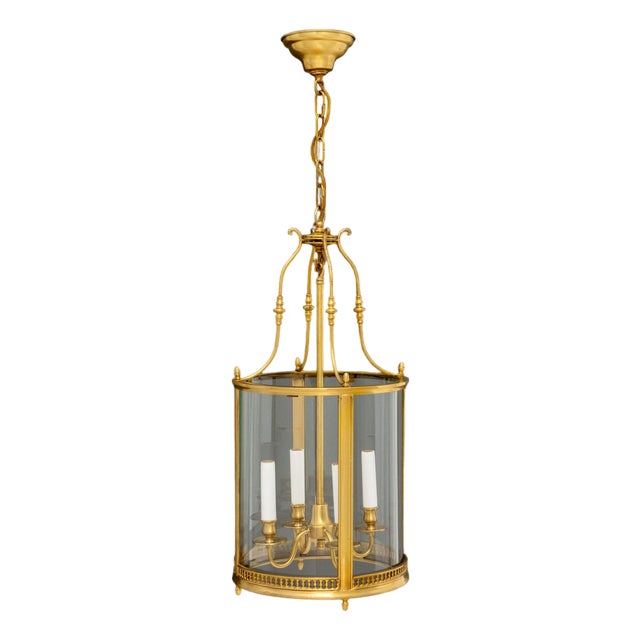 Regency Style Gilt Brass Hanging Lantern For Sale