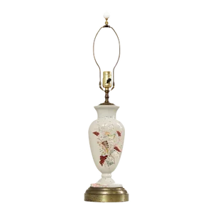 Early 20th Century Bristol Hand Painted Enameled Glass Vase Table Lamp