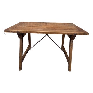 19th Century Desk Table With Metal Accents For Sale