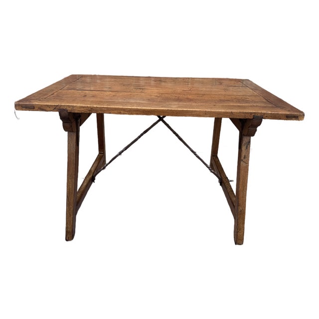 19th Century Desk Table With Metal Accents For Sale
