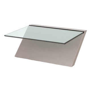 Modern Cantilevered Glass Top Coffee Table For Sale