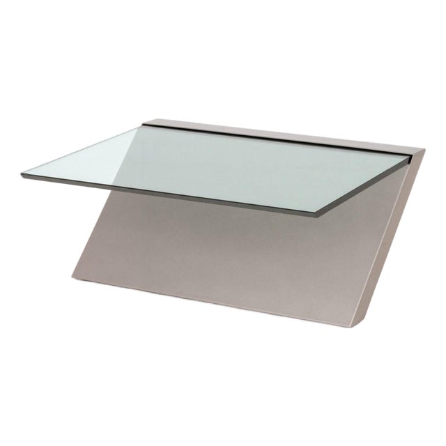 Modern Cantilevered Glass Top Coffee Table For Sale