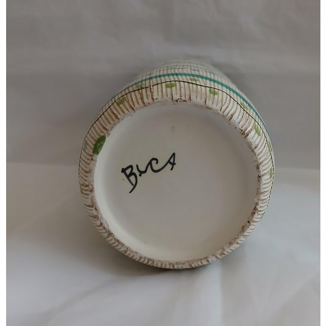 1970s MCM Signed Bica Deruta Italian Rare Pristine Art Pottery Vase. For Sale In Chicago - Image 6 of 8