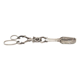 Silver Tongs for Bread with Cutouts For Sale