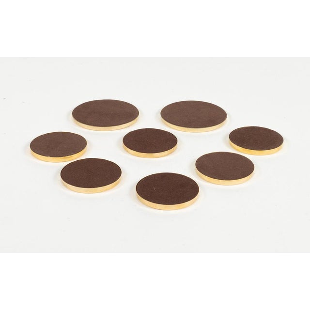 Mid-Century Modern Barware Coasters in Brass and Rope, Italy, 1970s, Set of 8 For Sale - Image 12 of 14