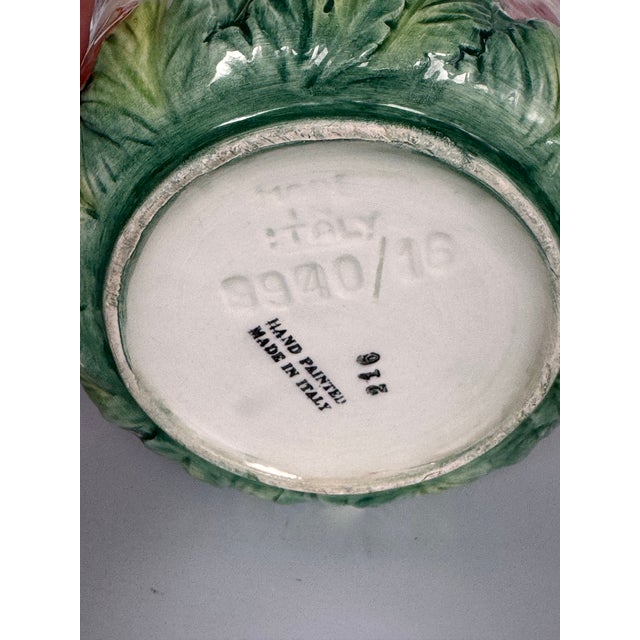 1980s Vintage Italian Floral Majolica Style Cache Pot For Sale - Image 5 of 7