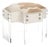 Cedric Vanity Stool in Tan & White Cowhide with Clear Acrylic Frame For Sale
