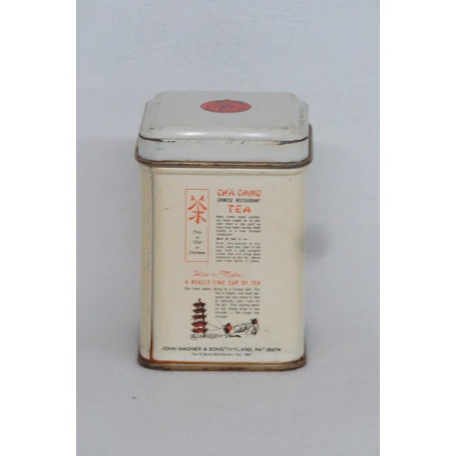 Metal John Wagner and Sons Small Empty Tea Tin for Cha Ching Chinese Restaurant 4925b For Sale - Image 7 of 12