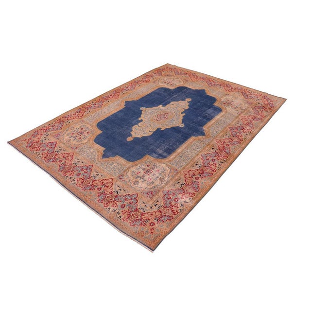 Shabby Chic Shabby Chic 1990's Vintage Blue/Pink Wool Rug - 9'10'' X 13'9'' For Sale - Image 3 of 10