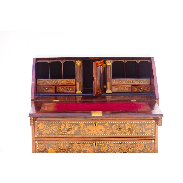 English 19th C. English Slant Front Secretary With Mother of Pearl Inlay For Sale - Image 3 of 6