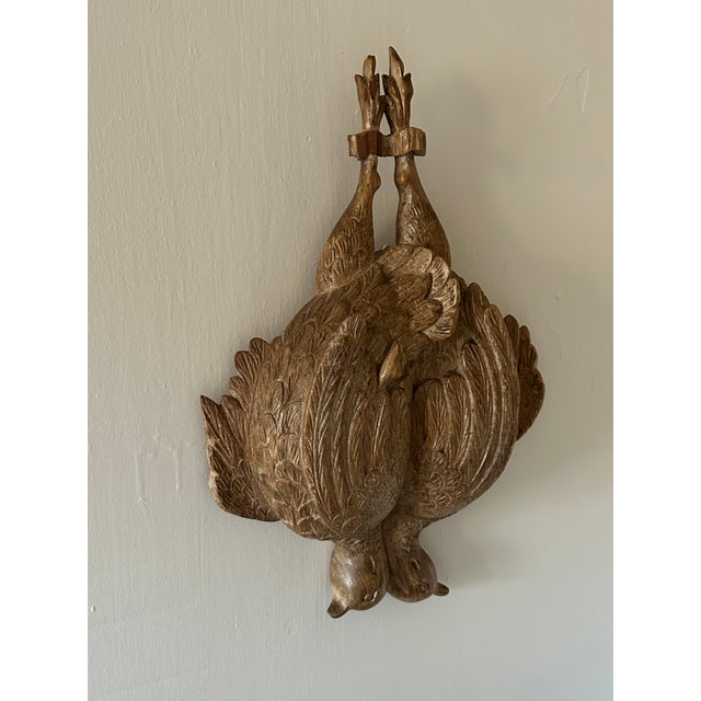 French Carved Wood Game Pheasants Birds / Hunting Trophy / Folk Art Wall Sculpture For Sale In San Francisco - Image 6 of 9
