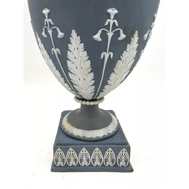 Neoclassical Rare Late 18th Century Antique Wedgwood Urn in Pale Blue and on a Pedestal Base For Sale - Image 3 of 13
