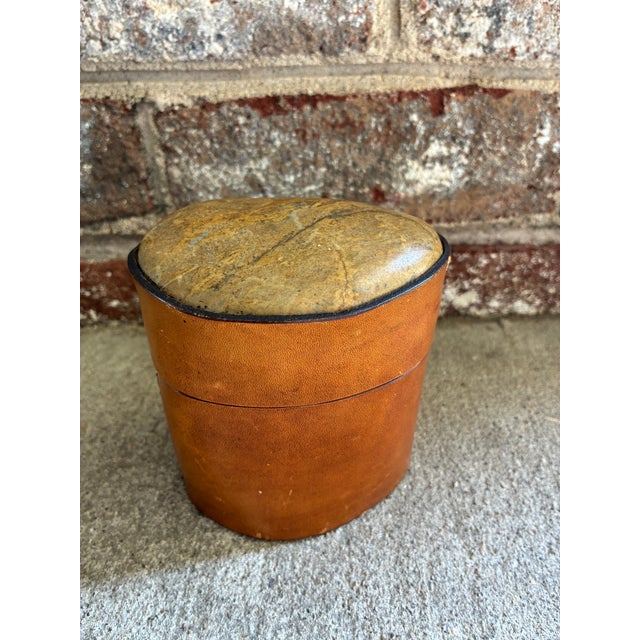 Vintage Leather Box With Stone Top For Sale - Image 10 of 12