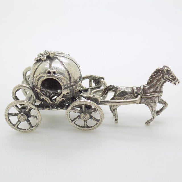 Vintage Italian Handmade Genuine Silver Cinderella Carriage Figurine by Arpa Silversmith, 1970s For Sale - Image 3 of 11
