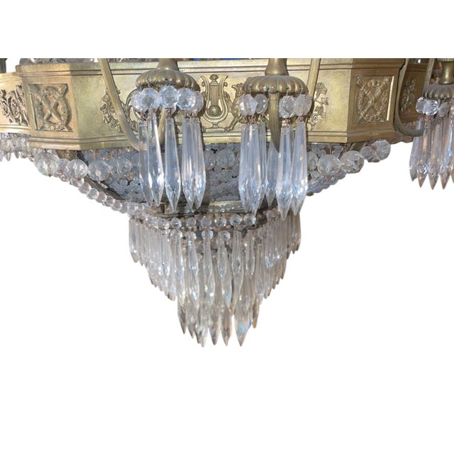 19th Century French Empire Beaded Crystal Chandelier For Sale - Image 4 of 10