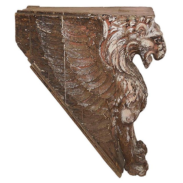 Boston, Empire Hotel - C. 1895 Relief Carved Wood Ornament in the Form of a Winged Lion For Sale - Image 10 of 12