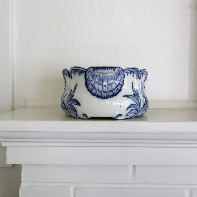 19th Century Royal Delft Oval Ceramic Cachepot Jardiniere by Joost Thooft For Sale - Image 12 of 14