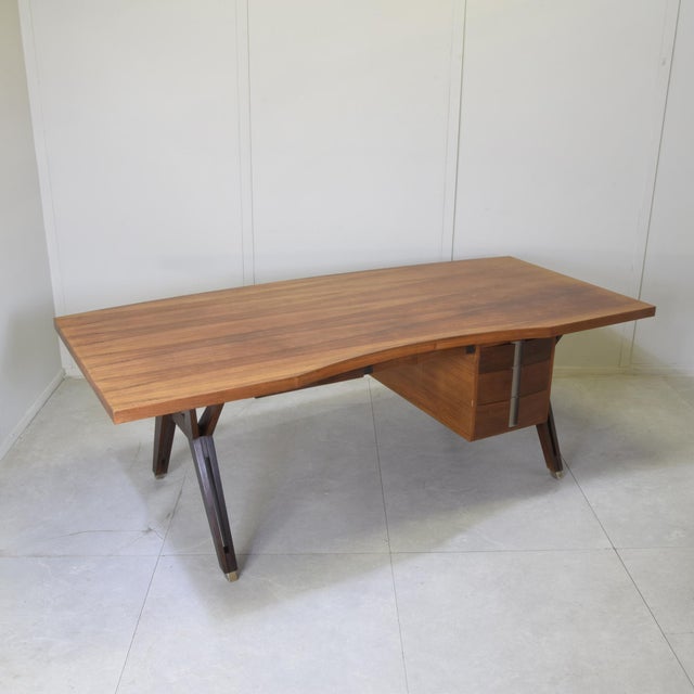 Wood Tolomeo Executive Desk by Ennio Fazioli for Mim Roma, 1960s For Sale - Image 7 of 13