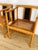 Vintage 1960s Pair of Asian / Chinoiserie Style Pagoda Chairs made of wood with rattan wrapping at joints meant to look...