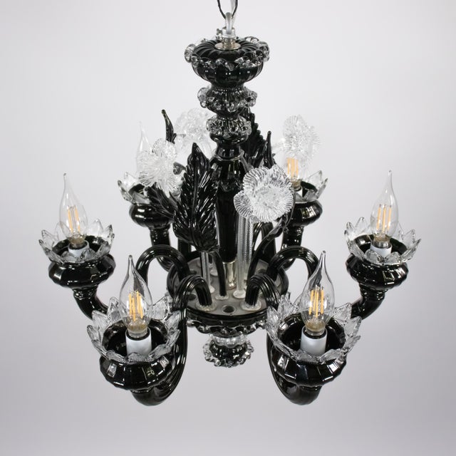 Ca’ Rezzonico’ Style Black & Clear Murano Glass Chandelier in the Manner of Giuseppe Briati For Sale - Image 14 of 18