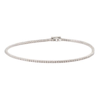 Certified 1.15ct Diamond Tennis Bracelet in 14k White Gold Everyday Luxe Style For Sale