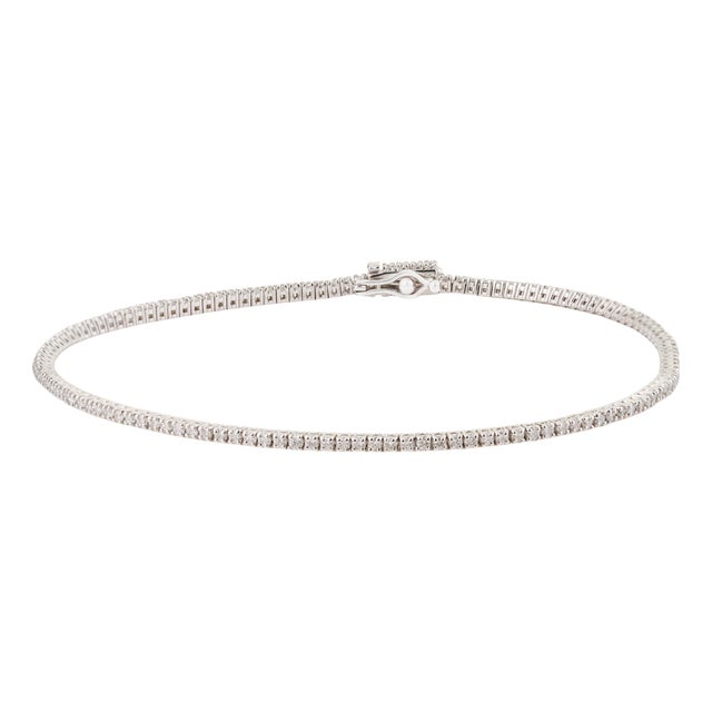 Certified 1.15ct Diamond Tennis Bracelet in 14k White Gold Everyday Luxe Style For Sale