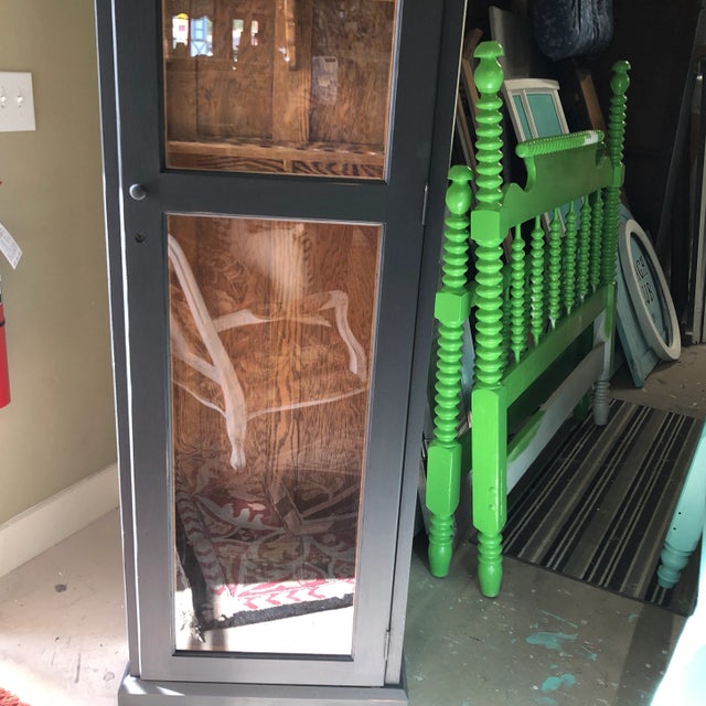 Oak & Black Billiards Cabinet For Sale - Image 10 of 11