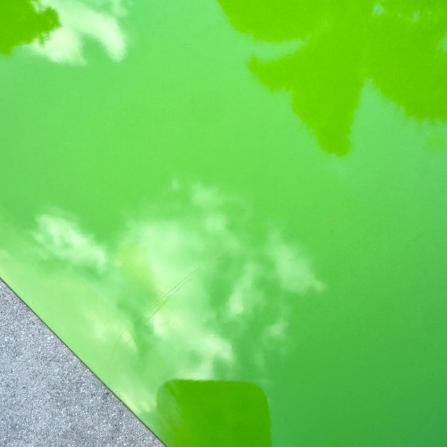 Postmodern Lime Green Lacquer Laminate and Lucite Console Table For Sale - Image 12 of 12