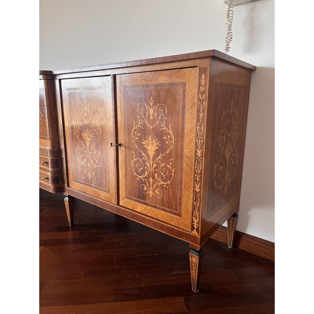 20th Century Inlaid Sideboard with Bar Compartment and Drawers, 1890s For Sale - Image 6 of 10