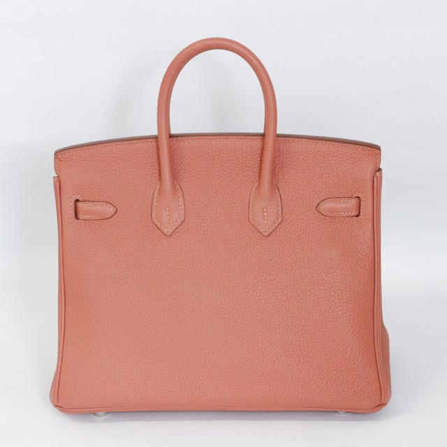 Animal Skin Hermès Birkin 25 Rose Tea Togo Palladium Hardware 2014 For Sale - Image 7 of 8